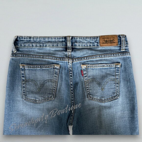 Levis 515 Loose Fit Wedgie Boot Cut Faded Distressed Light Wash Blue Jeans Sz 6 - Picture 5 of 15